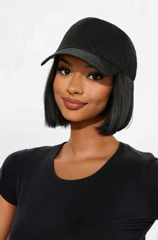 6" Black Bob Cap Hair