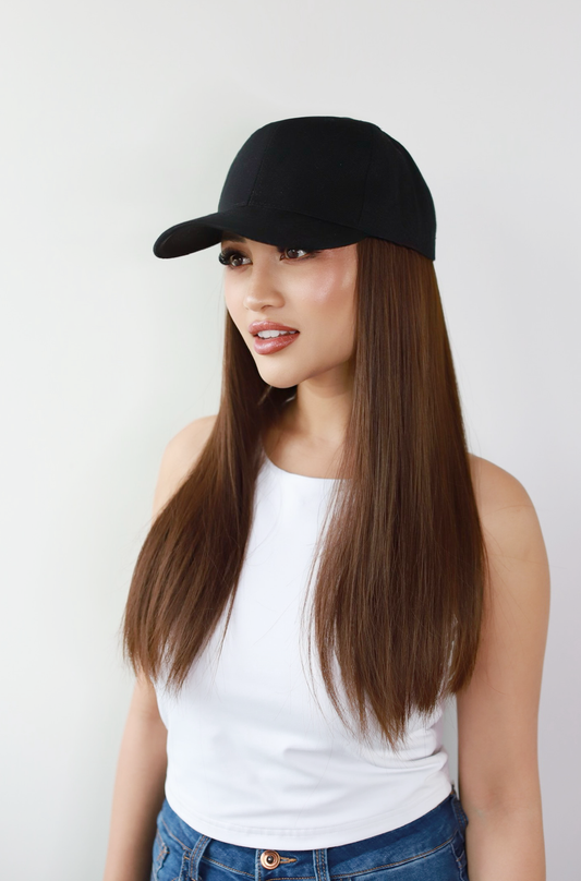 16" Medium Brown Baseball Cap Hair